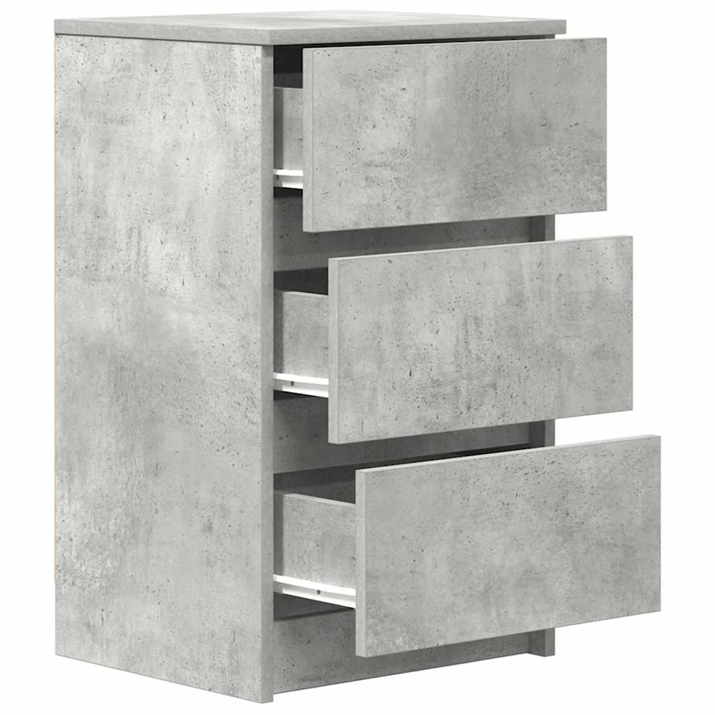 vidaXL Κομοδίνα με 3 συρτάρια 2 τμχ Μπετόν Γκρι 39x35x65 εκ.