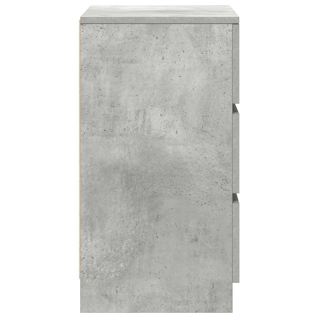vidaXL Κομοδίνα με 3 συρτάρια 2 τμχ Μπετόν Γκρι 39x35x65 εκ.