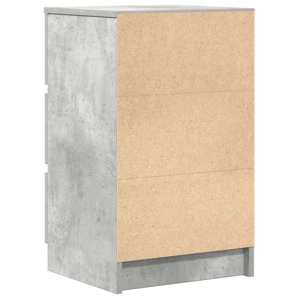 vidaXL Κομοδίνα με 3 συρτάρια 2 τμχ Μπετόν Γκρι 39x35x65 εκ.