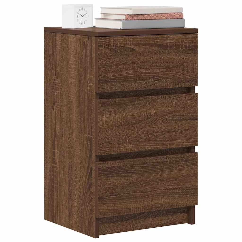 vidaXL Κομοδίνα με 3 συρτάρια 2 τεμάχια καφέ δρυς 39x35x65 εκ.