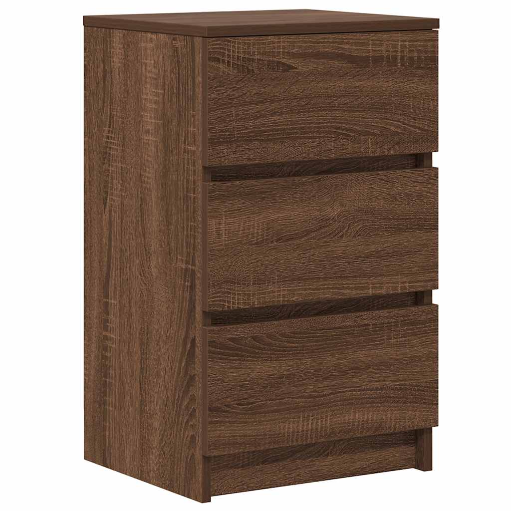 vidaXL Κομοδίνα με 3 συρτάρια 2 τεμάχια καφέ δρυς 39x35x65 εκ.