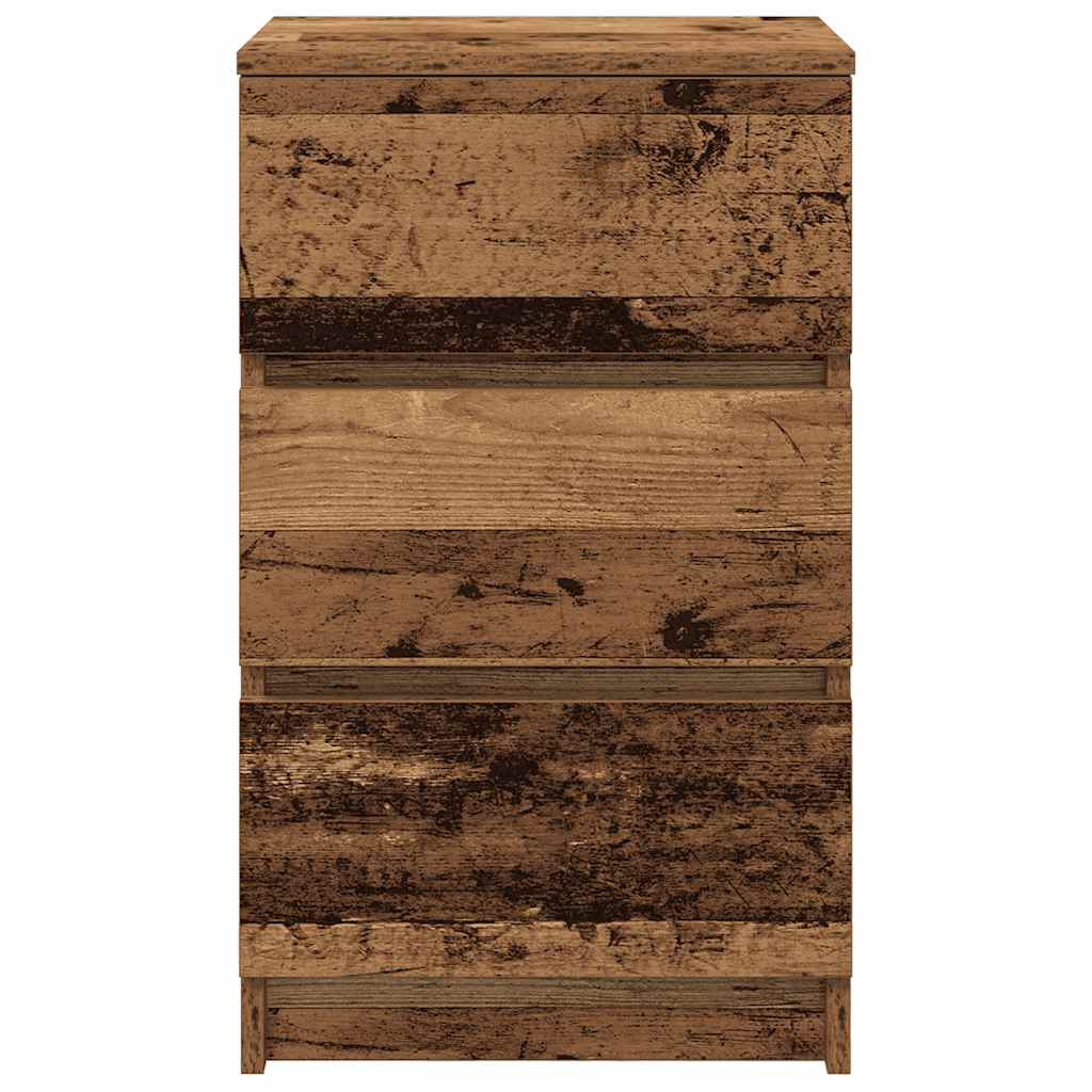 vidaXL Κομοδίνο με 3 συρτάρια Παλιό ξύλο 39x35x65 εκ.
