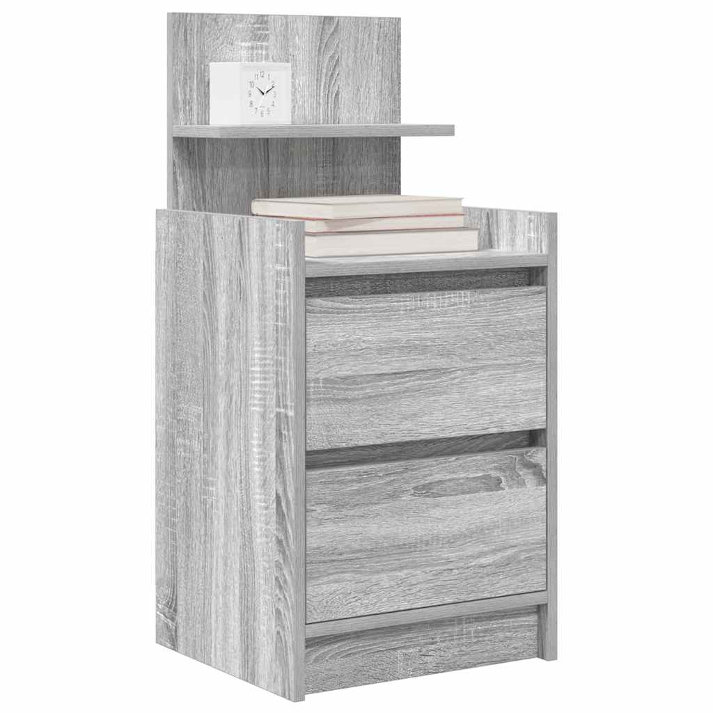 vidaXL Κομοδίνα με 2 συρτάρια 2 τεμάχια Γκρι Sonoma 38x34x80 εκ.