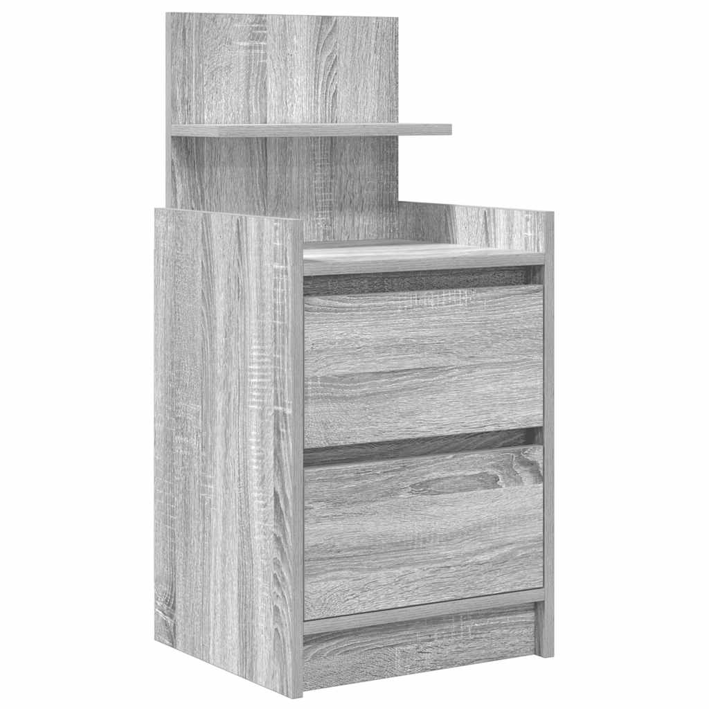 vidaXL Κομοδίνα με 2 συρτάρια 2 τεμάχια Γκρι Sonoma 38x34x80 εκ.