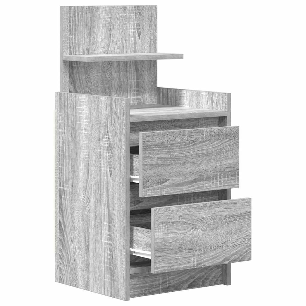 vidaXL Κομοδίνα με 2 συρτάρια 2 τεμάχια Γκρι Sonoma 38x34x80 εκ.