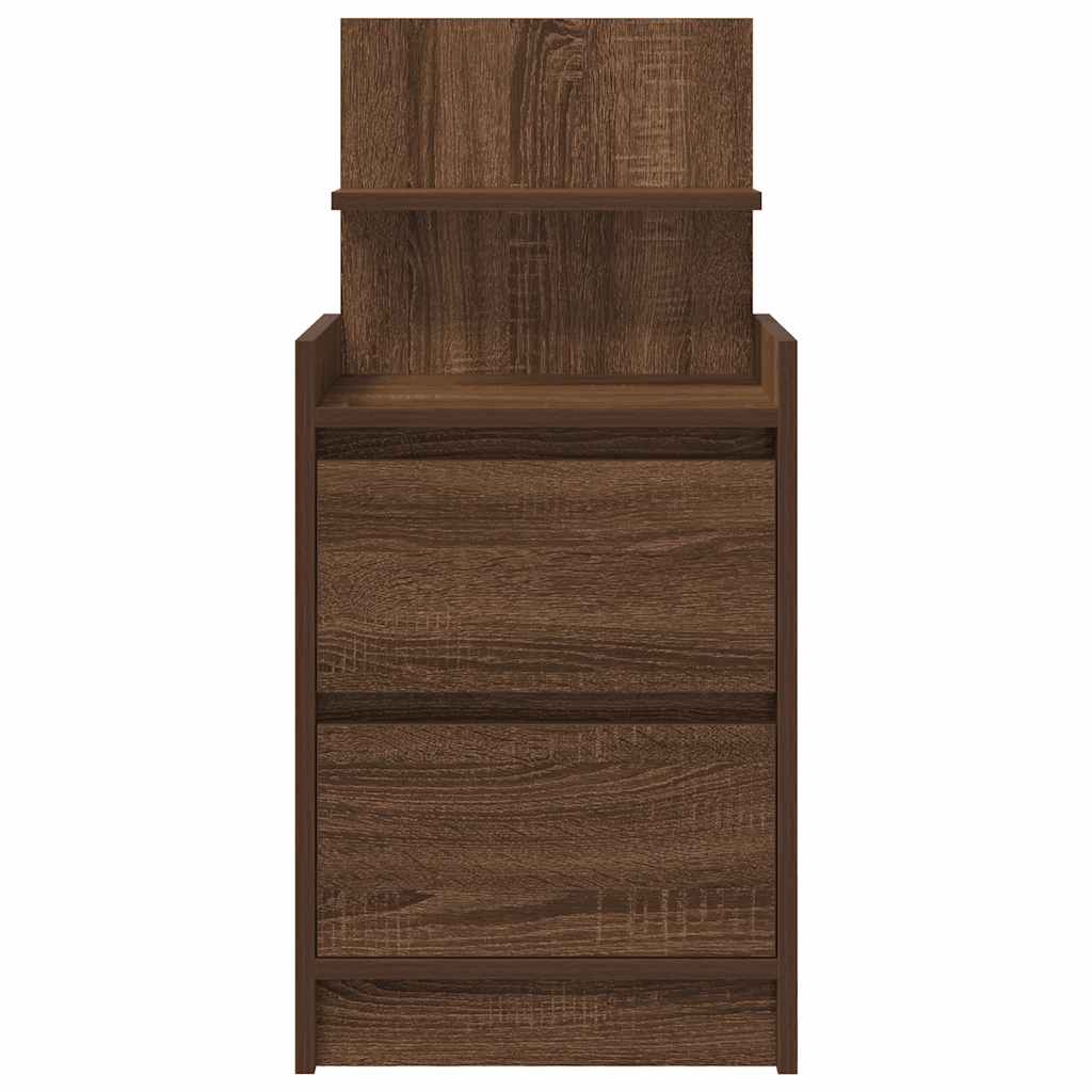 vidaXL Κομοδίνα με 2 συρτάρια 2 τεμάχια Καφέ Δρυς 38x34x80 εκ.