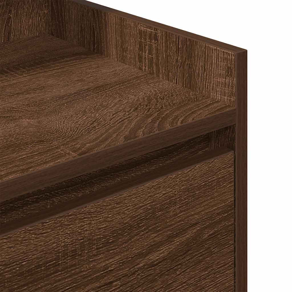 vidaXL Κομοδίνα με 2 συρτάρια 2 τεμάχια Καφέ Δρυς 38x34x80 εκ.