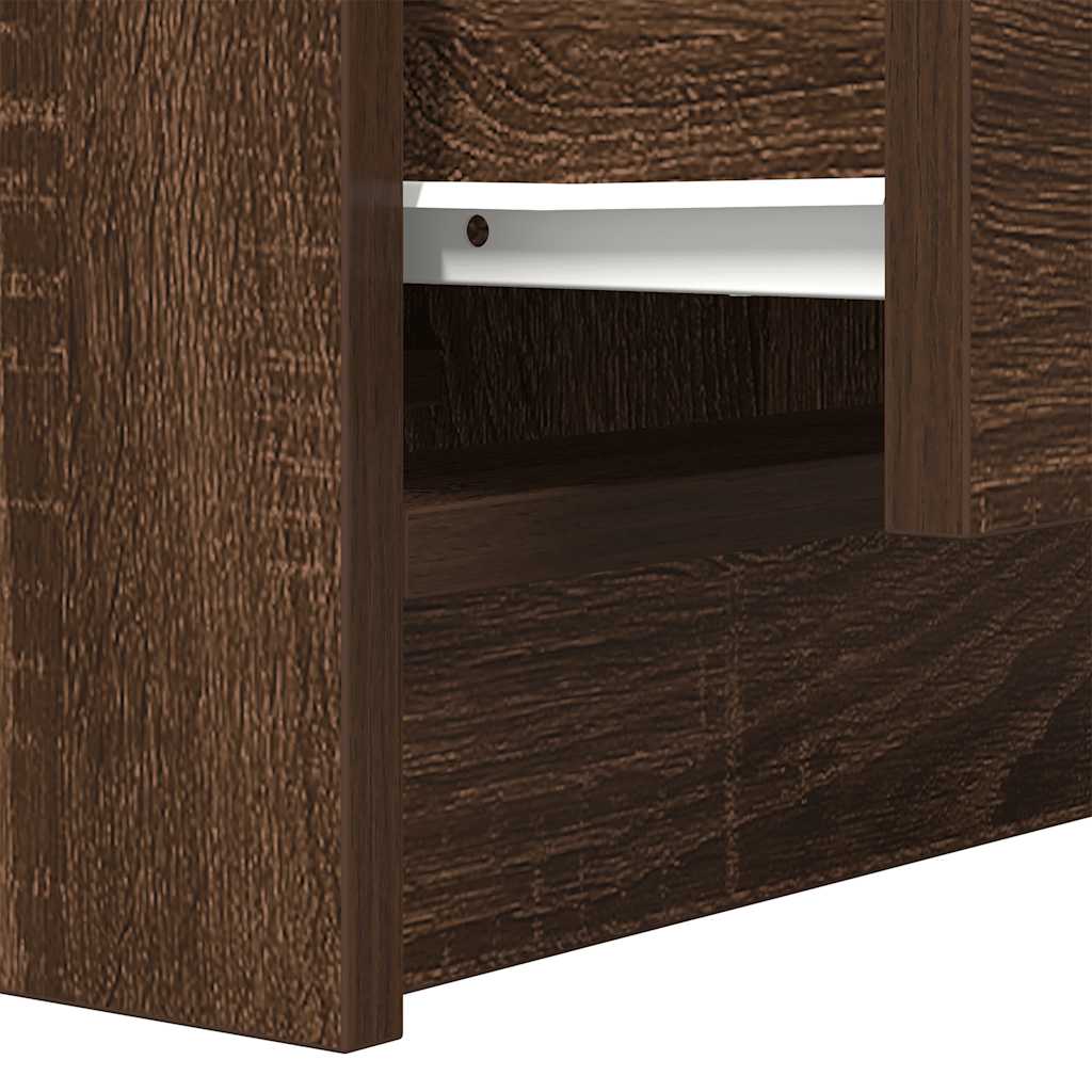 vidaXL Κομοδίνα με 2 συρτάρια 2 τεμάχια Καφέ Δρυς 38x34x80 εκ.