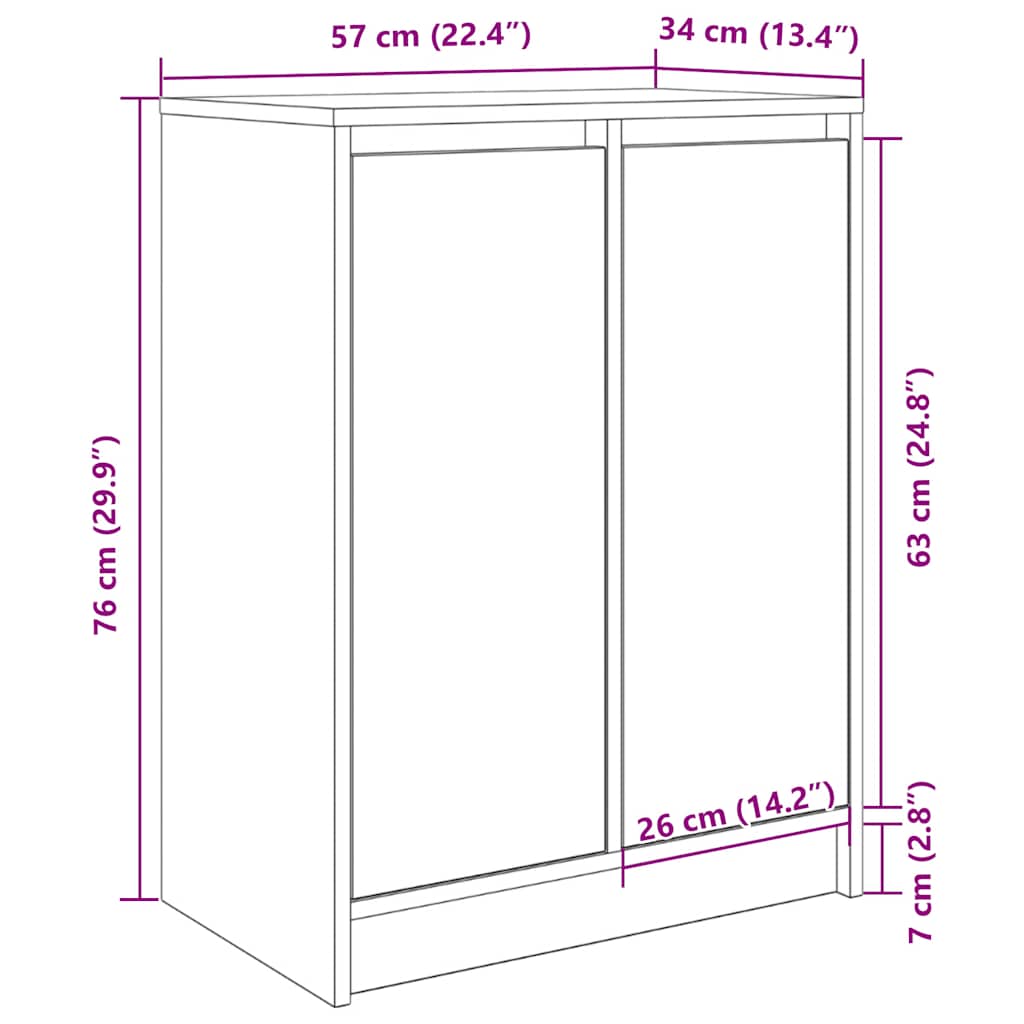 vidaXL Παπουτσοθήκη Τεχνίτης Δρυς 57x34x76 εκ. από Επεξεργασμένο Ξύλο