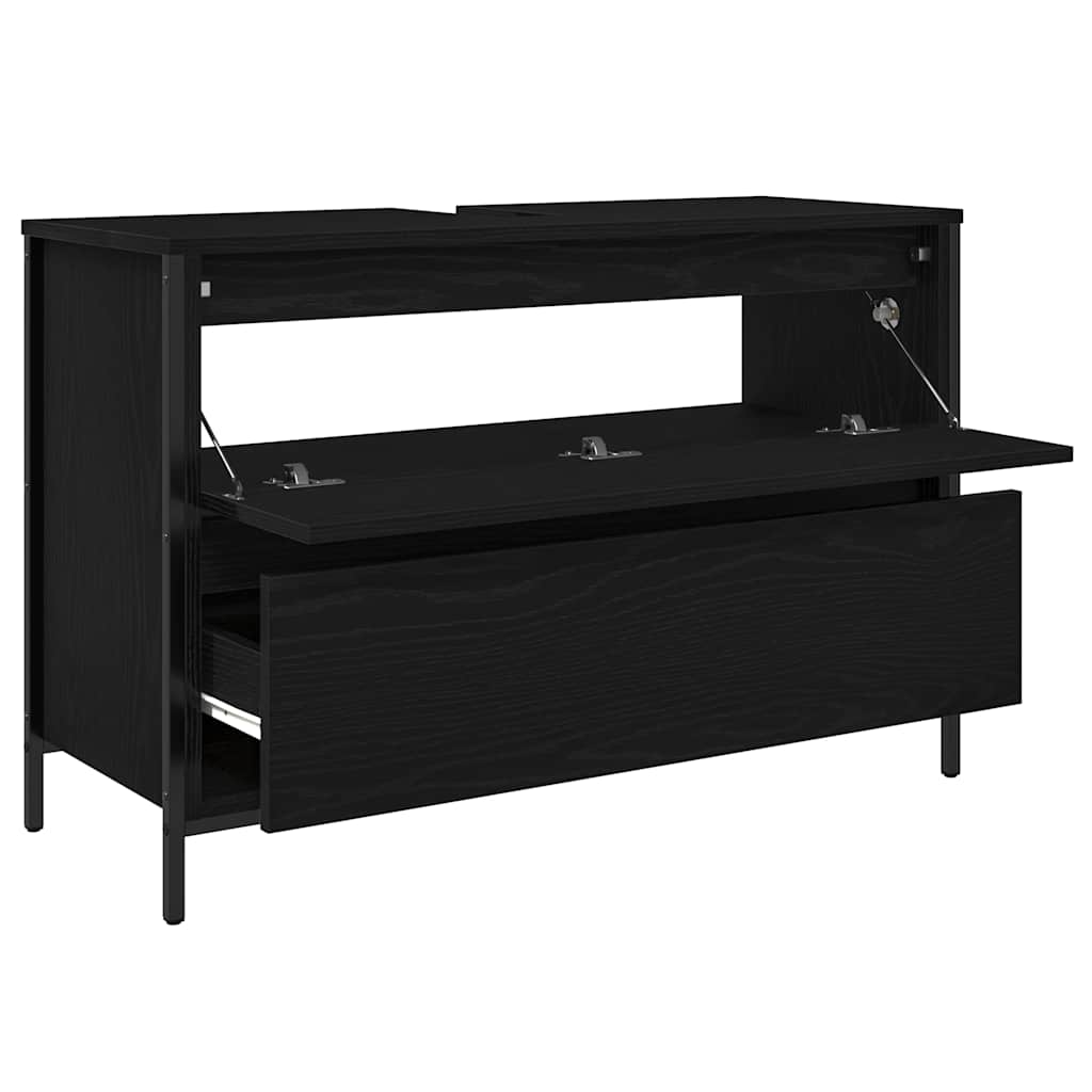 vidaXL Ντουλάπι νιπτήρα μπάνιου με συρτάρια Μαύρη δρυς 90x34,5x60 εκ.