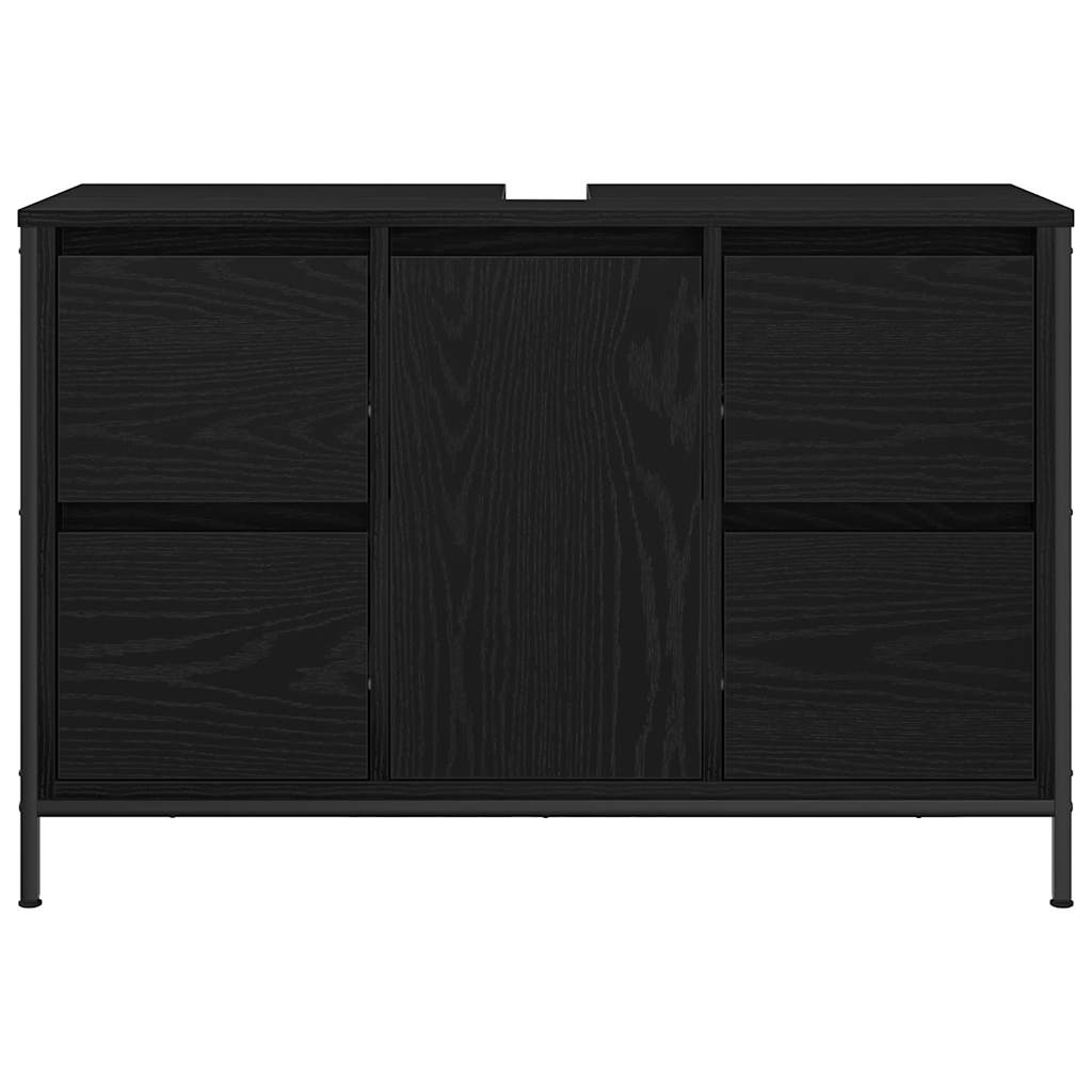 vidaXL ντουλάπι νιπτήρα με συρτάρια Μαύρη δρυς 90x34,5x60 εκ.