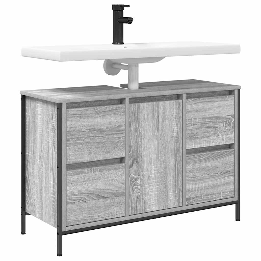 vidaXL ντουλάπι νιπτήρα με συρτάρια γκρι Sonoma 90x34,5x60 εκ.