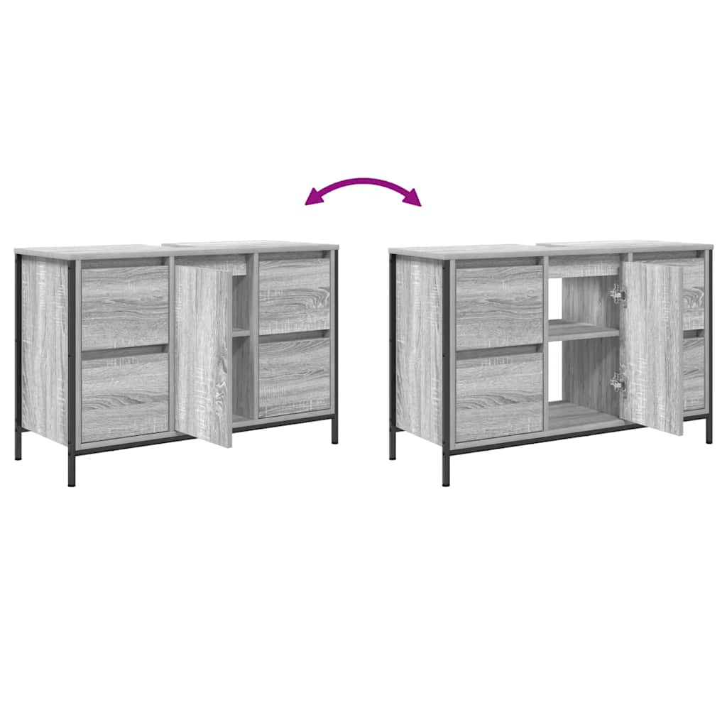 vidaXL ντουλάπι νιπτήρα με συρτάρια γκρι Sonoma 90x34,5x60 εκ.