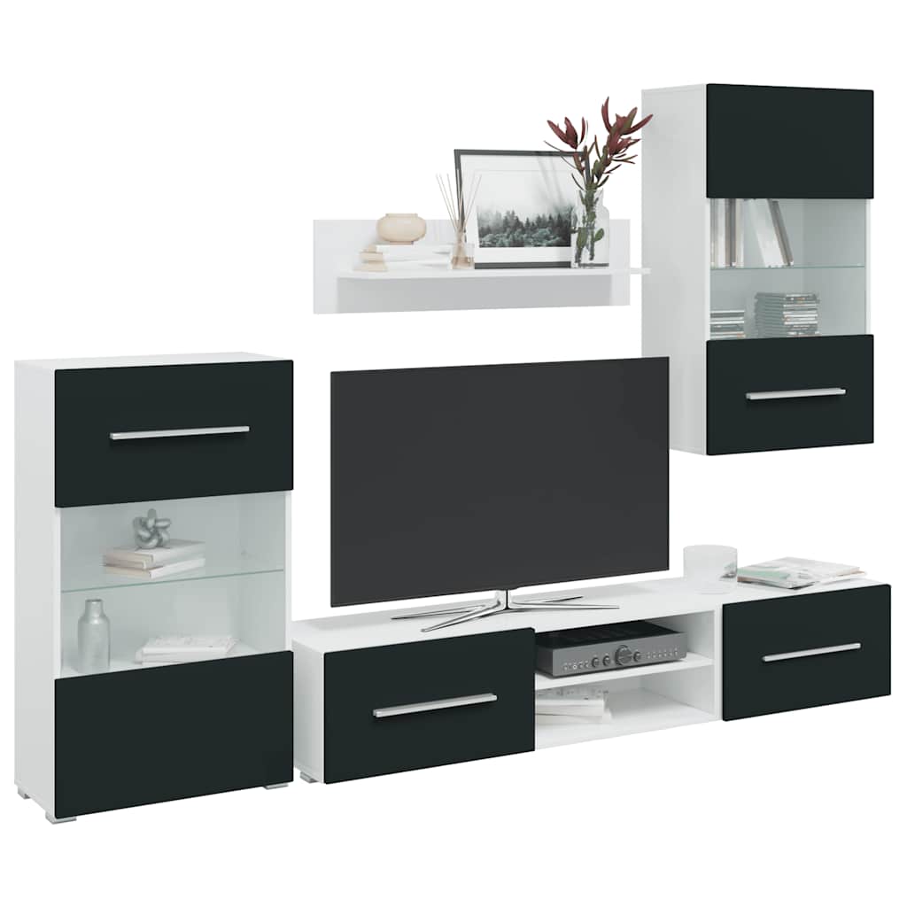 vidaXL Μονάδες τηλεόρασης 5 τεμαχίων με φωτισμό LED Ματ Indigo