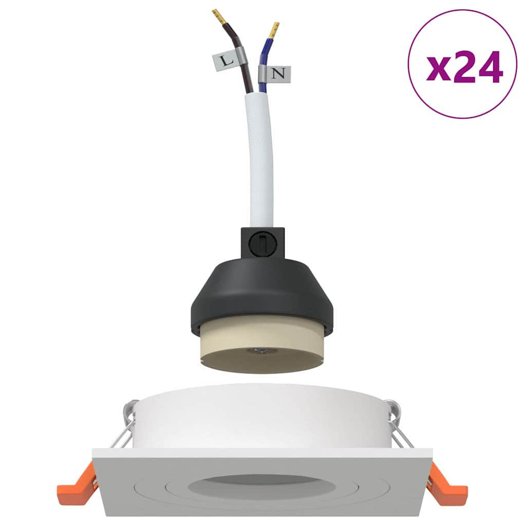 vidaXL Κρυφά σποτ 24 τμχ Τετράγωνα GU10 Λευκά 91x91 χιλ.