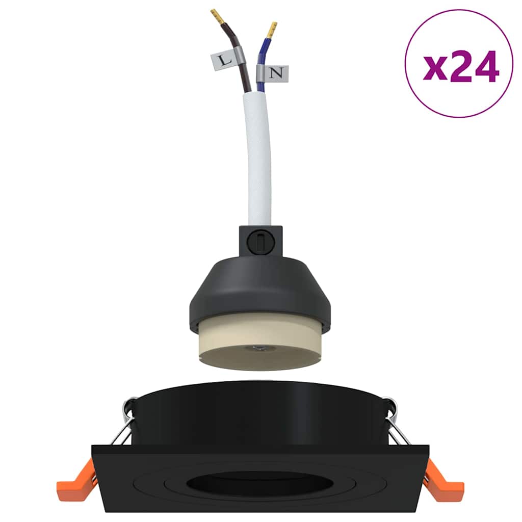 vidaXL Κρυφά Σποτ 24 τεμάχια Τετράγωνο GU10 Μαύρο 91x91 χλστ.