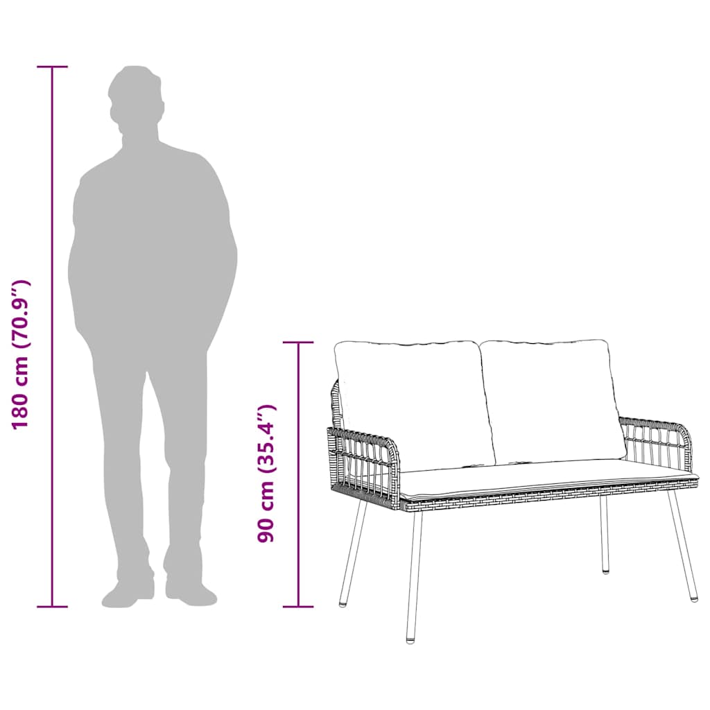 vidaXL Παγκάκι Κήπου Φυσικό 114x64x78 εκ. Πολυ Ρατάν