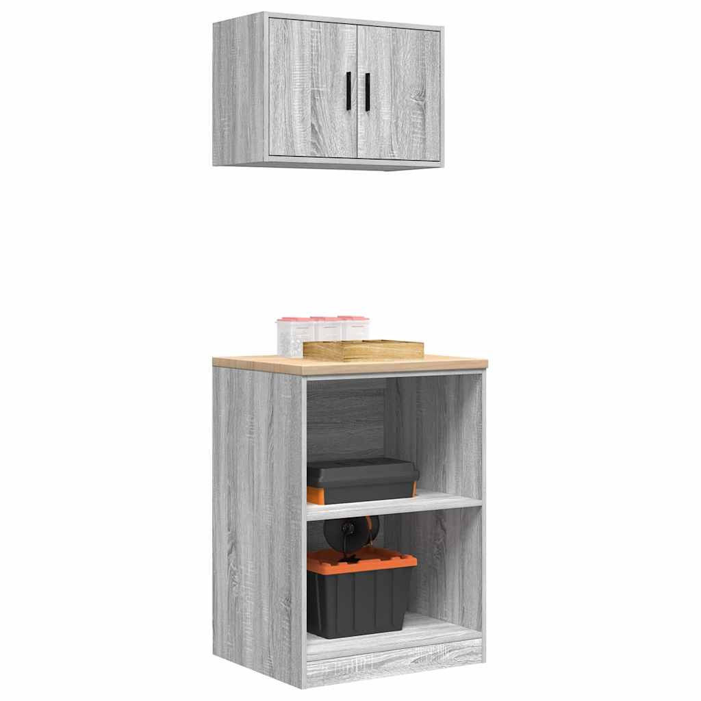 vidaXL ντουλάπια γκαράζ 2 τεμ. Γκρι Sonoma από Επεξεργασμένο Ξύλο