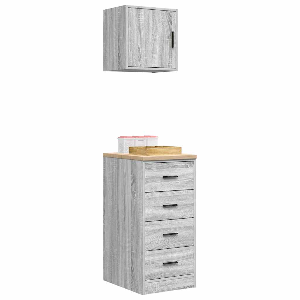 vidaXL ντουλάπια γκαράζ 2 τεμ. Γκρι Σκυροδέματος Επεξεργασμένο Ξύλο