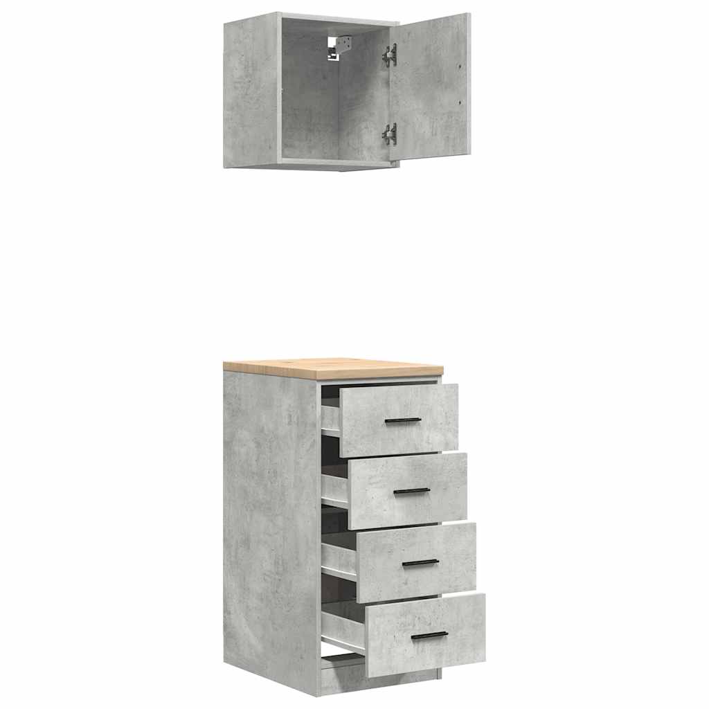vidaXL ντουλάπια γκαράζ 2 τεμ. Γκρι Σκυροδέματος Επεξεργασμένο Ξύλο