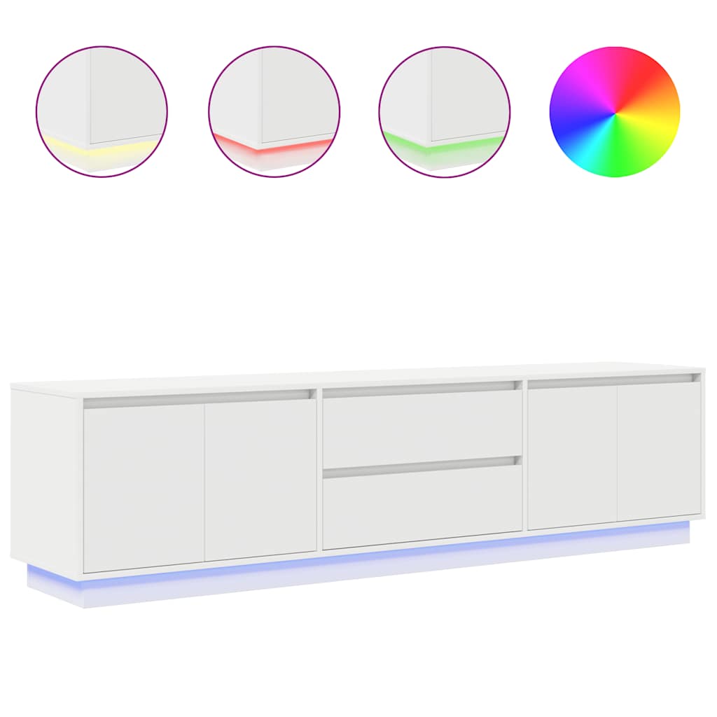 vidaXL Έπιπλο Τηλεόρασης με LED Λευκό 193,5x41x50 εκ.