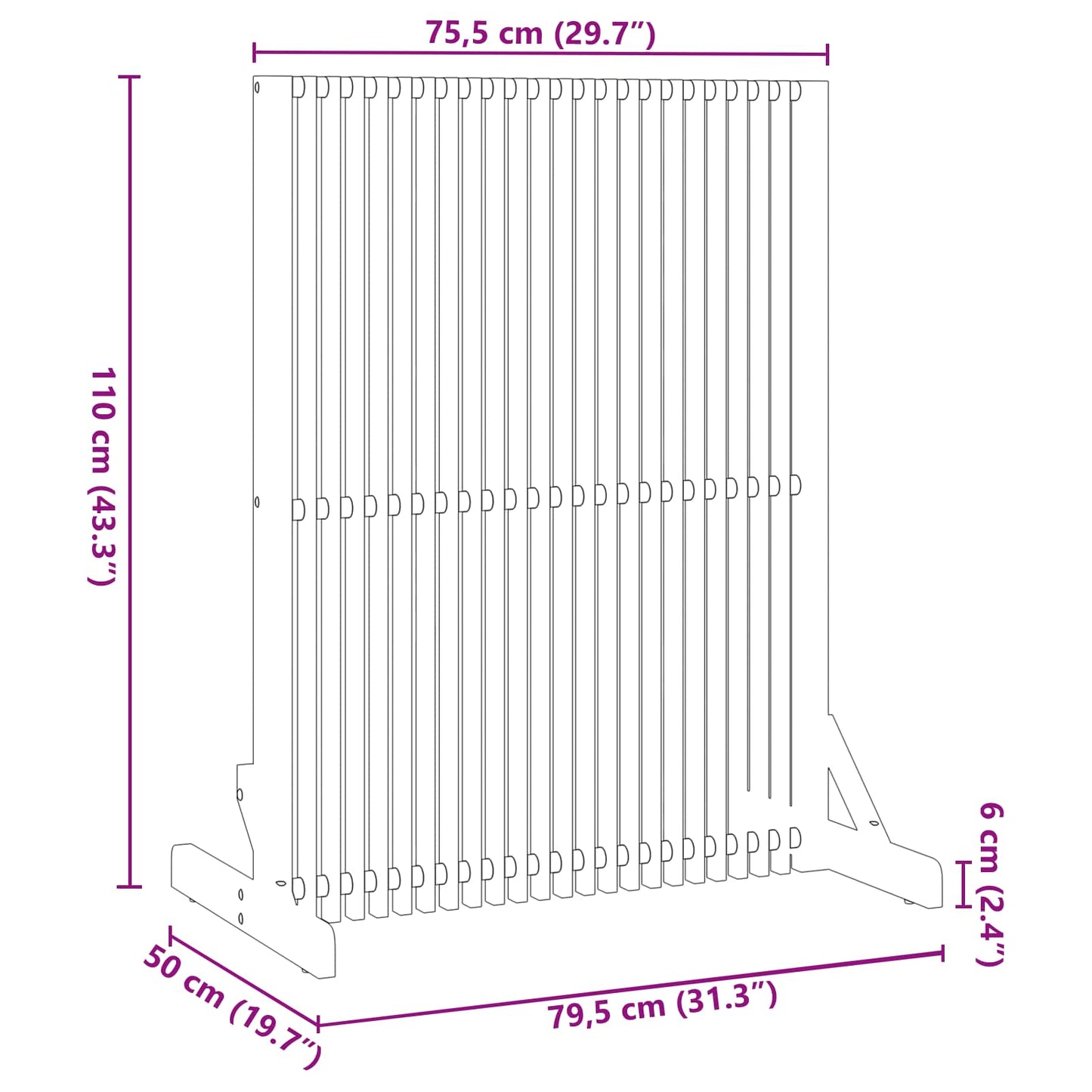 vidaXL Οθόνη Ιδιωτικότητας Καφέ 79,5 x 50 x 110 εκ.