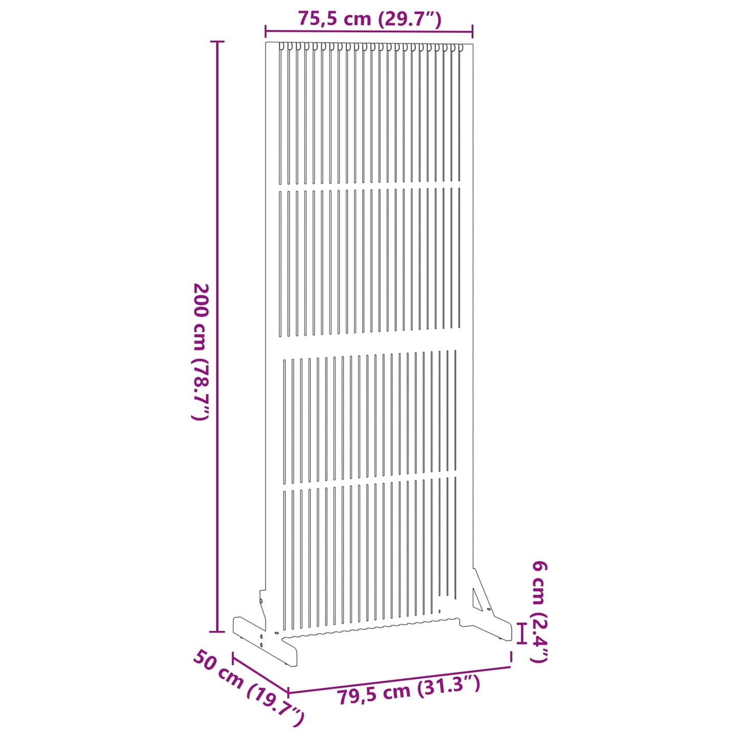 vidaXL Οθόνη Ιδιωτικότητας Καφέ 79,5 x 50 x 200 εκ.