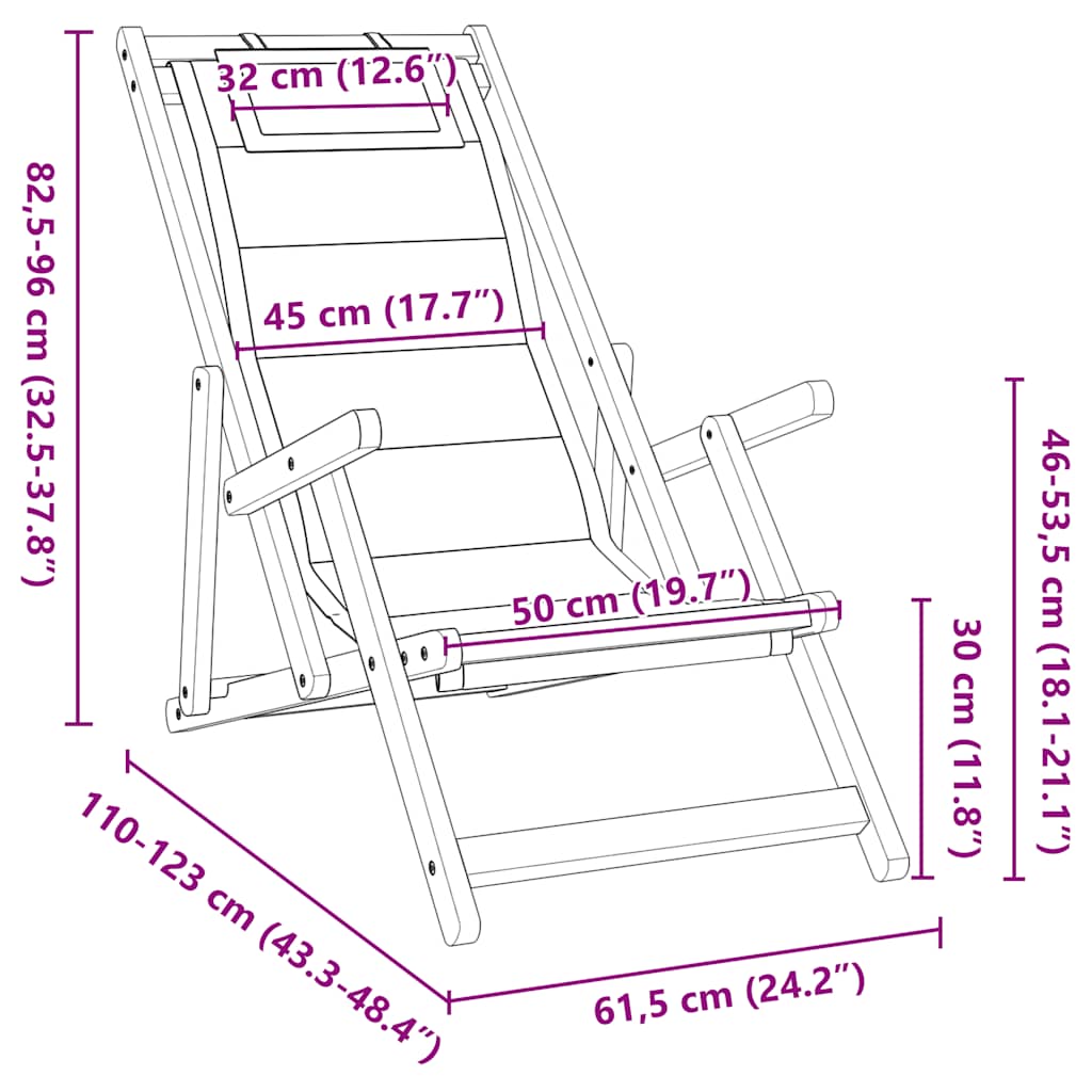 vidaXL Πτυσσόμενη Καρέκλα με Μπράτσα από Ανοιχτό Γκρι Ξύλο Ακακίας & Υφασμάτινη Ύφασμα