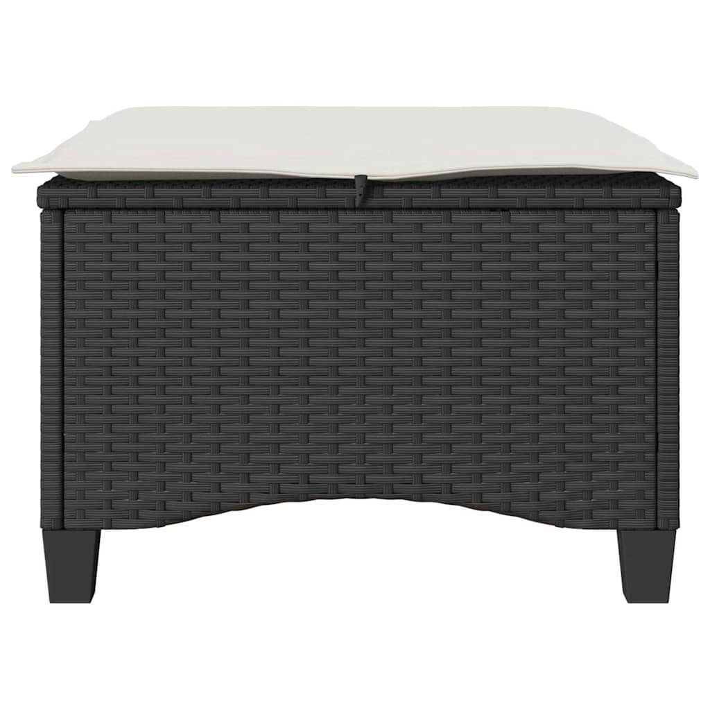 vidaXL Σκαμπό Κήπου με Μαξιλάρια 2 τεμ. Μαύρα 55x55x36 εκ. από Συνθετικό Ρατάν