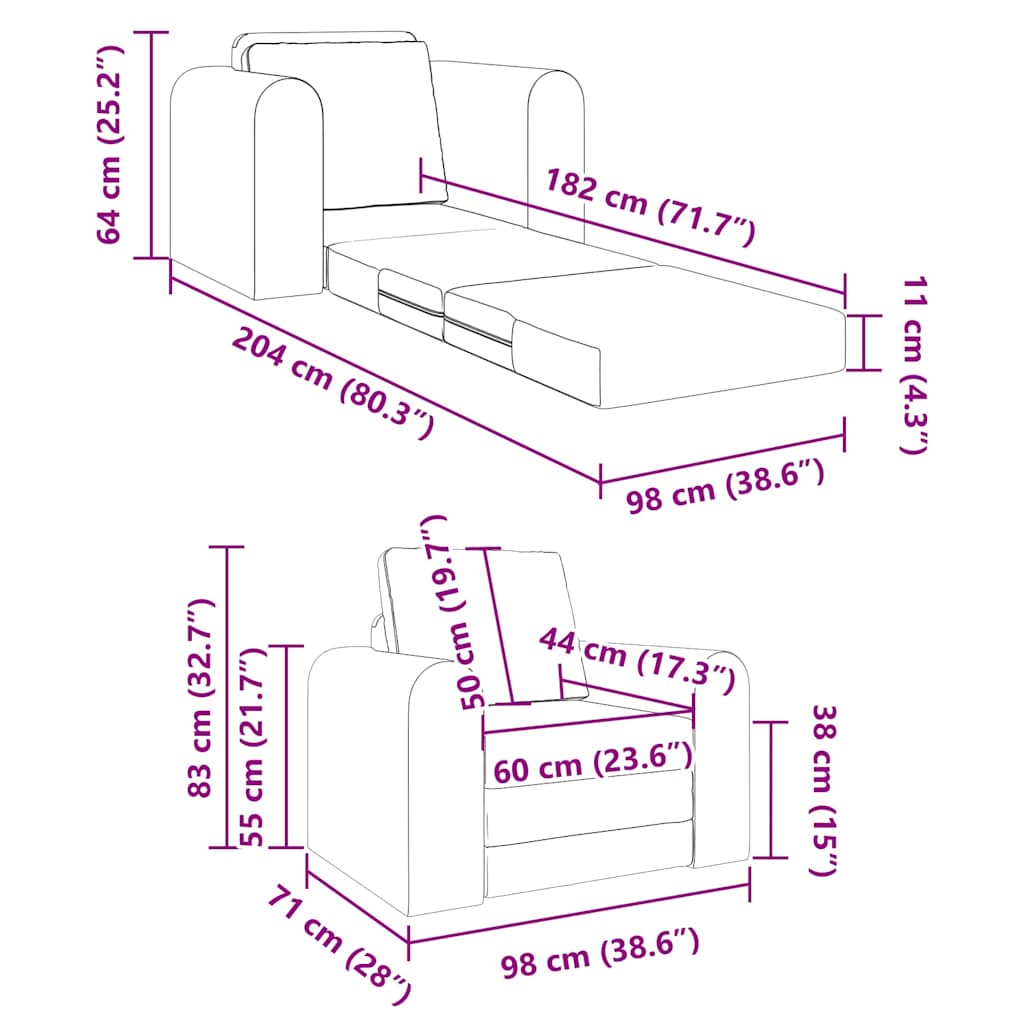 vidaXL Κρεβάτι καναπές Σκούρο Γκρι 98 x 71 x 83 εκ. ύφασμα