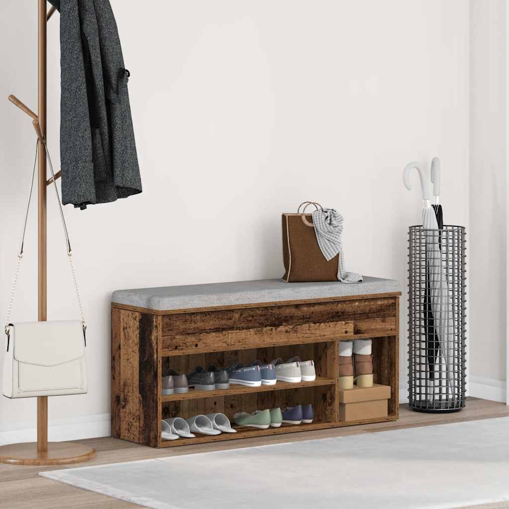 Πάγκος παπουτσιών vidaXL Παλαιό ξύλο 102x30,5x45 cm Ξύλο μηχανής