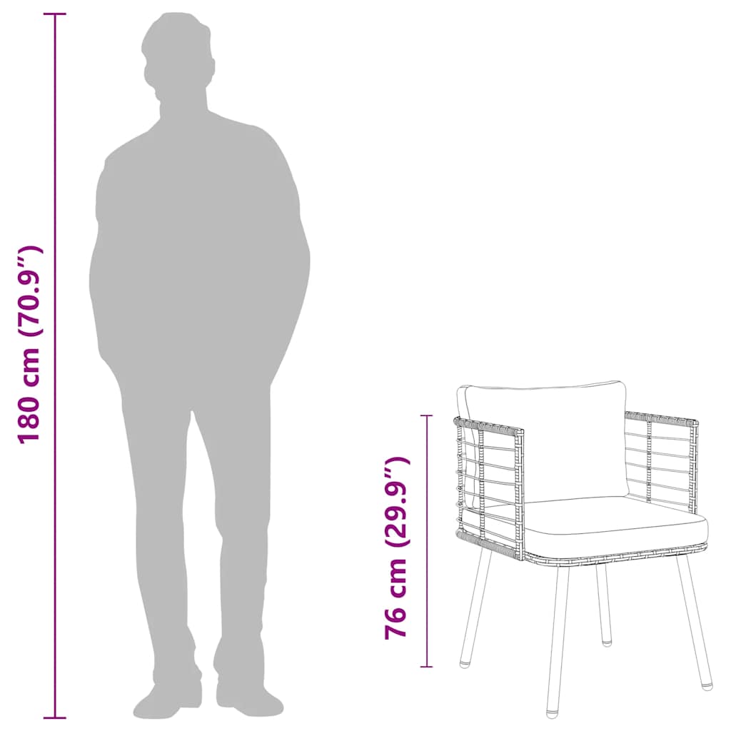 vidaXL Καρέκλες Κήπου 2 τεμ. Μαύρες από Συνθετικό Ρατάν με Μαξιλάρια