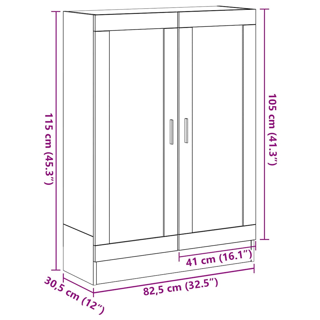 vidaXL Βιβλιοθήκη Μαύρο Δρυς 82,5x30,5x115 εκ. Επεξεργασμένο Ξύλο