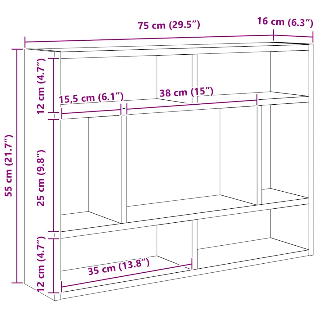 vidaXL Ράφι Τοίχου από Παλιό Ξύλο 75x16x55 εκ. από Τεχνητό Ξύλο