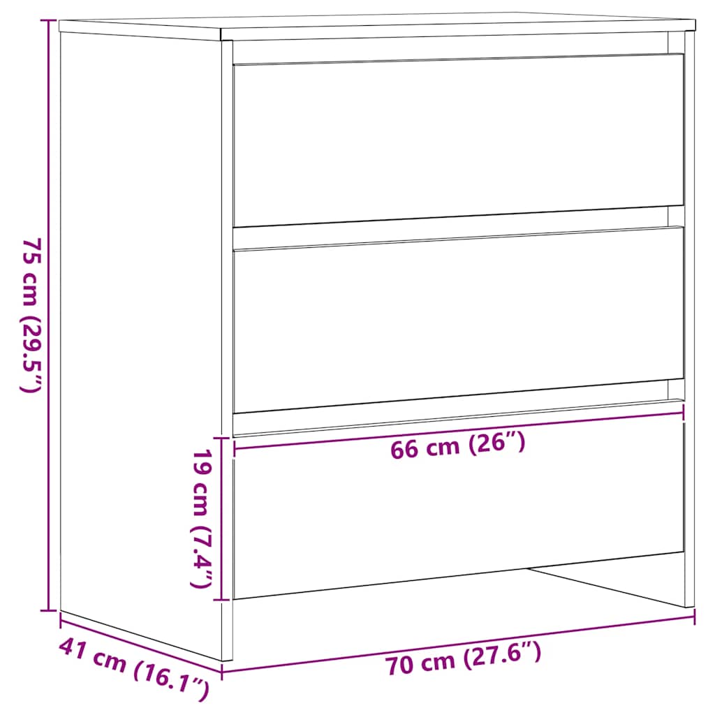 vidaXL Μπουφές Μαύρης Δρυός 70x41x75 εκ. από Τεχνητό Ξύλο