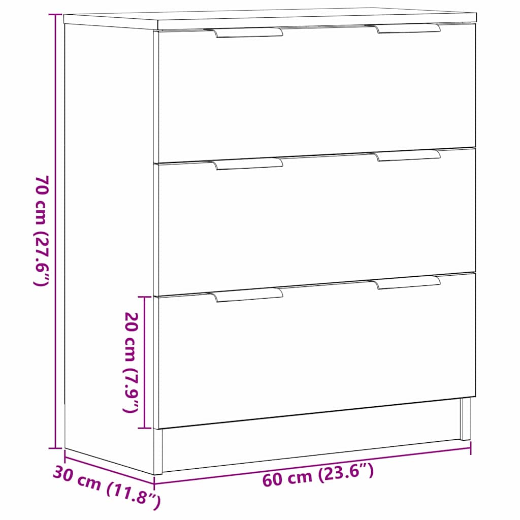 vidaXL Πλαϊνό γραφείο Μαύρο 60 x 30 x 70 εκ. Επεξεργασμένο ξύλο