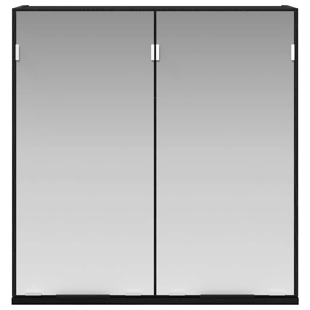 vidaXL Ντουλάπι μπάνιου με καθρέφτη με ράφι Μαύρη δρυς 64 x 20 x 67 εκ
