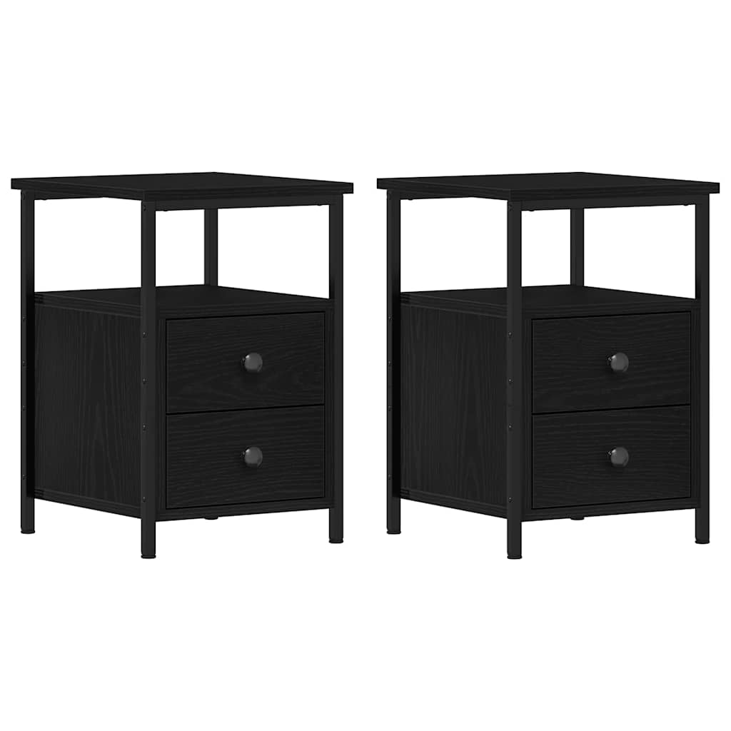 vidaXL Κομοδίνα 2 τεμ. Μαύρη Δρυς 34x35,5x50 εκ. από Τεχνητό Ξύλο