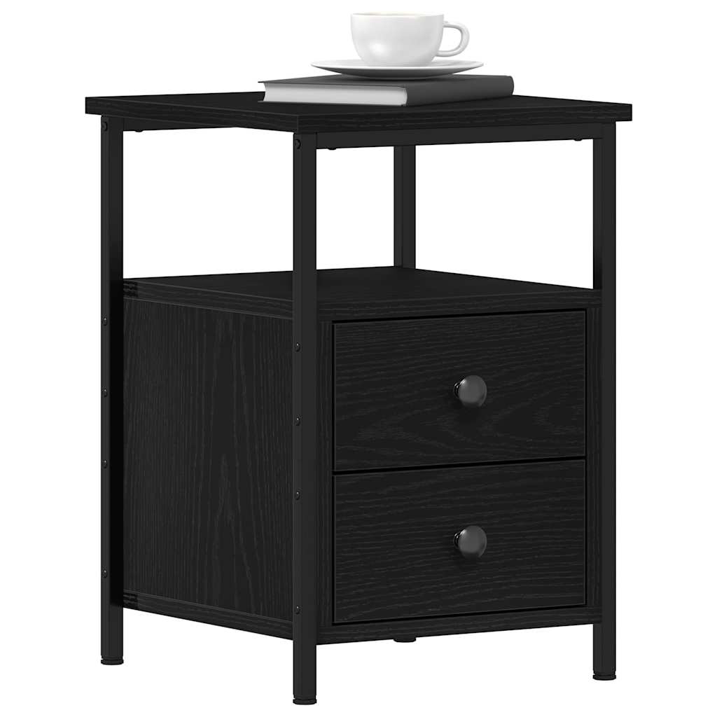 vidaXL Κομοδίνα 2 τεμ. Μαύρη Δρυς 34x35,5x50 εκ. από Τεχνητό Ξύλο
