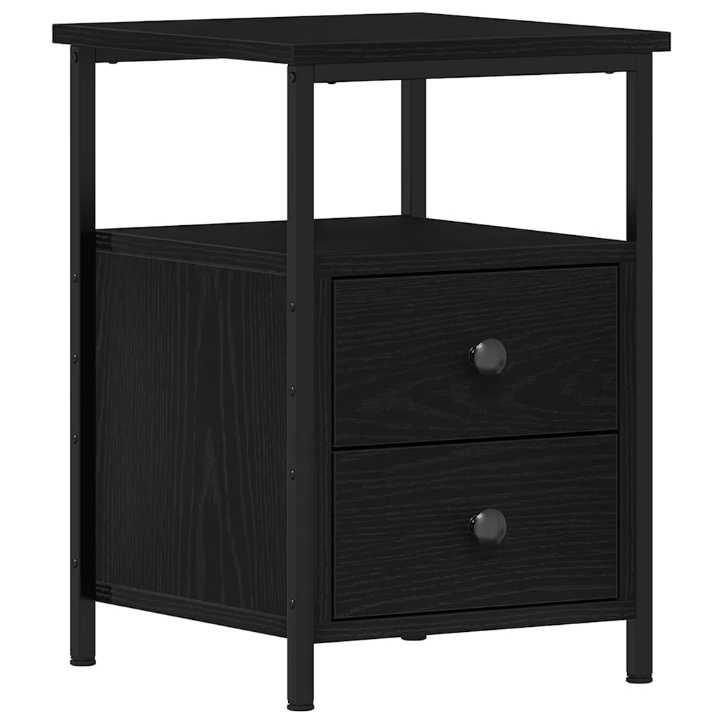 vidaXL Κομοδίνα 2 τεμ. Μαύρη Δρυς 34x35,5x50 εκ. από Τεχνητό Ξύλο