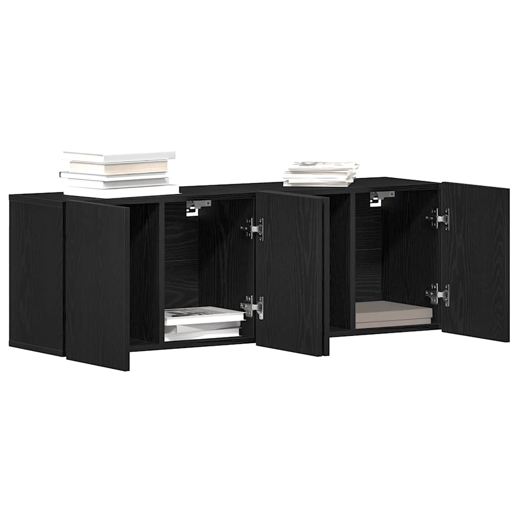 vidaXL Ντουλάπια Τηλεόρασης 2 τεμ. Μαύρο Δρυς 120x30x41 εκ. από Τεχνητό Ξύλο