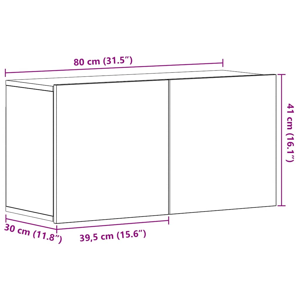 vidaXL Έπιπλο Τηλεόρασης Μαύρο Δρυς 80x30x41 εκ. από Τεχνητό Ξύλο