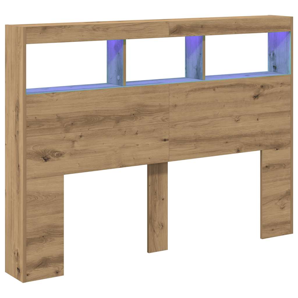vidaXL Κεφαλάρι με Αποθηκευτικό Χώρο & LED Artisan Δρυς 140x17x102 εκ.
