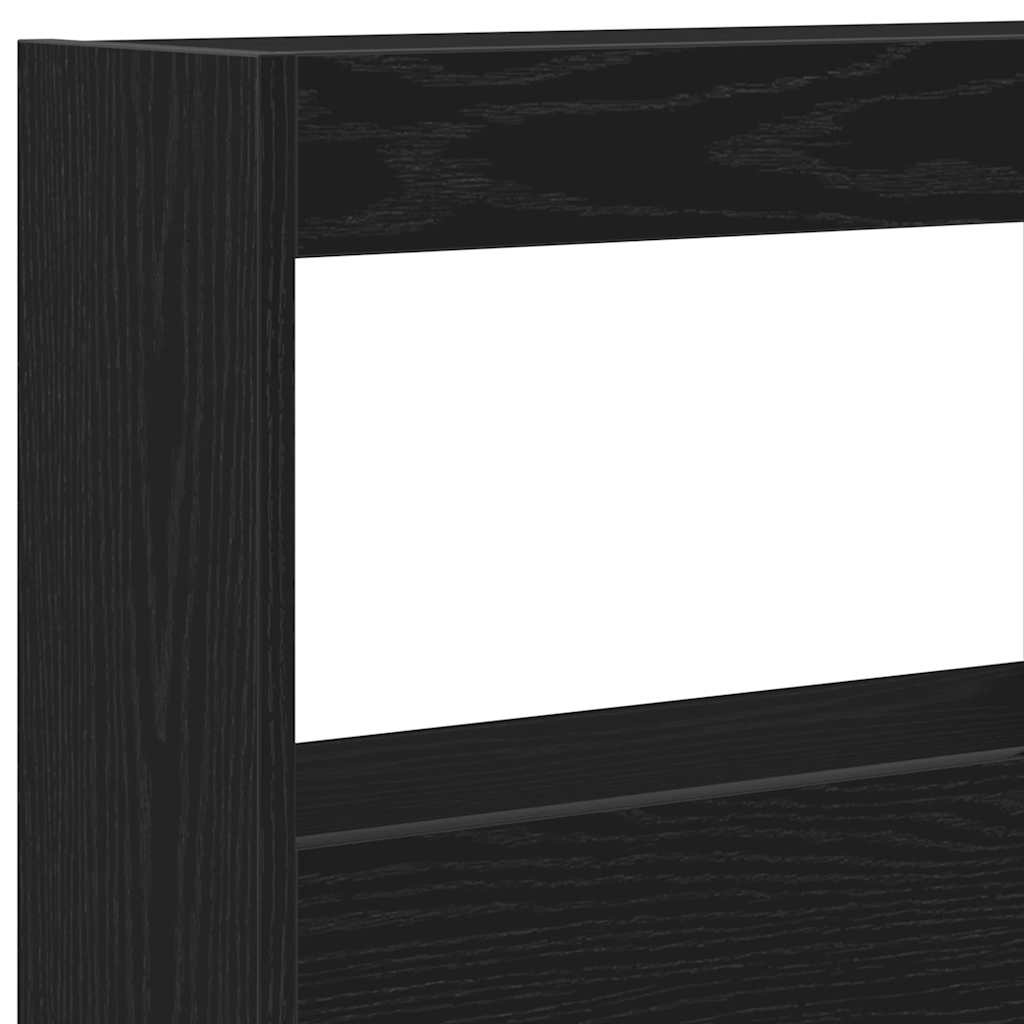 vidaXL Κεφαλάρι με Αποθηκευτικό Χώρο & LED Μαύρο Δρυς 140x17x102 εκ.