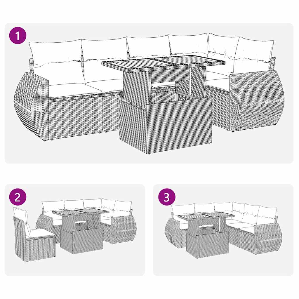 vidaXL Σετ Καναπέ Κήπου 6 τεμ. Μπεζ Συνθετικό Ρατάν με Μαξιλάρια