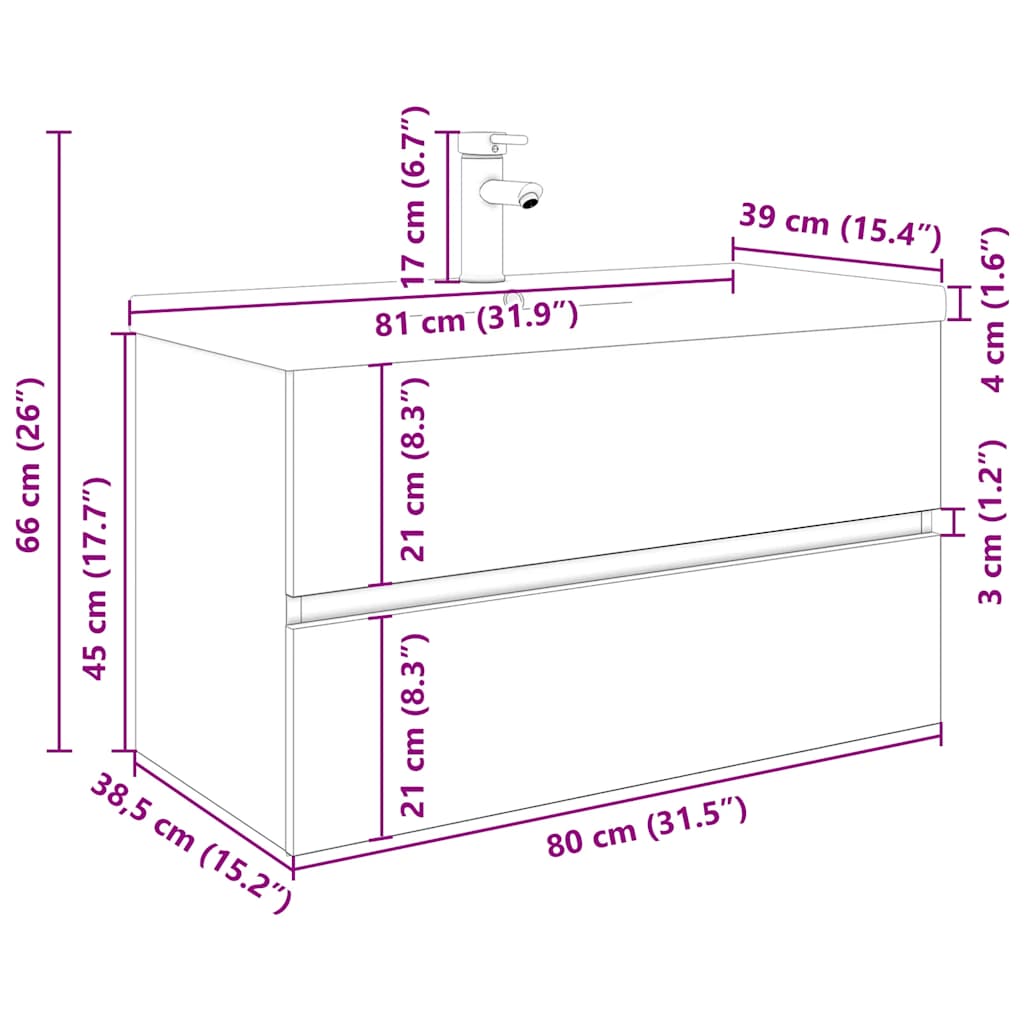 vidaXL Έπιπλο νεροχύτη με ενσωματωμένη λεκάνη και βρύση Artisan Oak