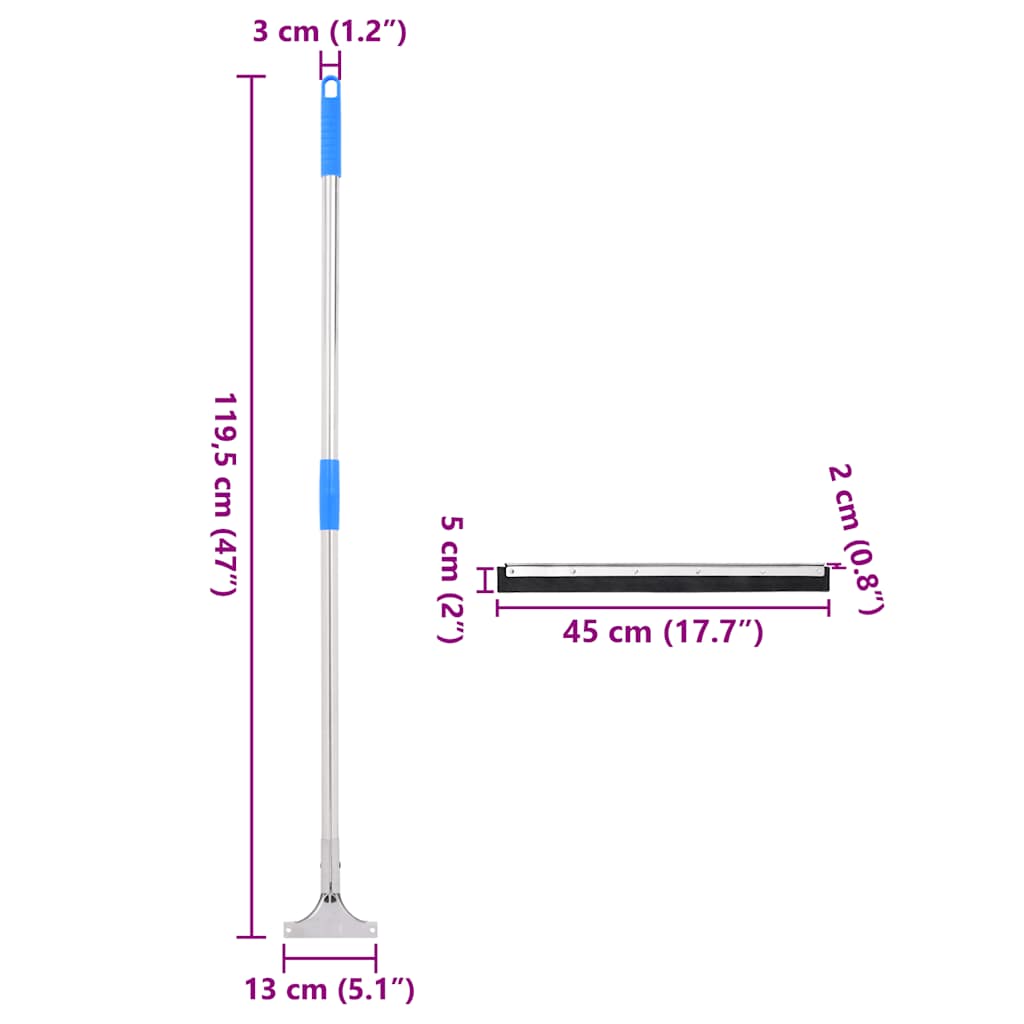 vidaXL Κεφαλή Σκουπίσματος Δαπέδου 45,5x119,5 εκ. Ατσάλι/Καουτσούκ