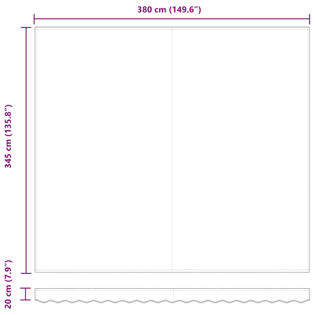vidaXL Ύφασμα αντικατάστασης τέντας Μαύρο 380 x 345 εκ. Πολυεστέρας