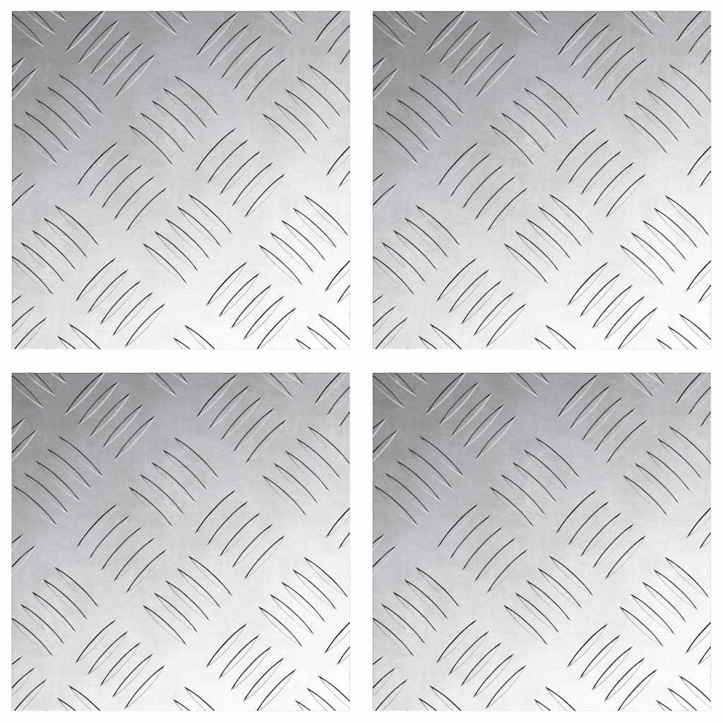 vidaXL Επιφάνειες Καρό 4 pcs Ασημί 20 x 20 cm Αλουμίνιο