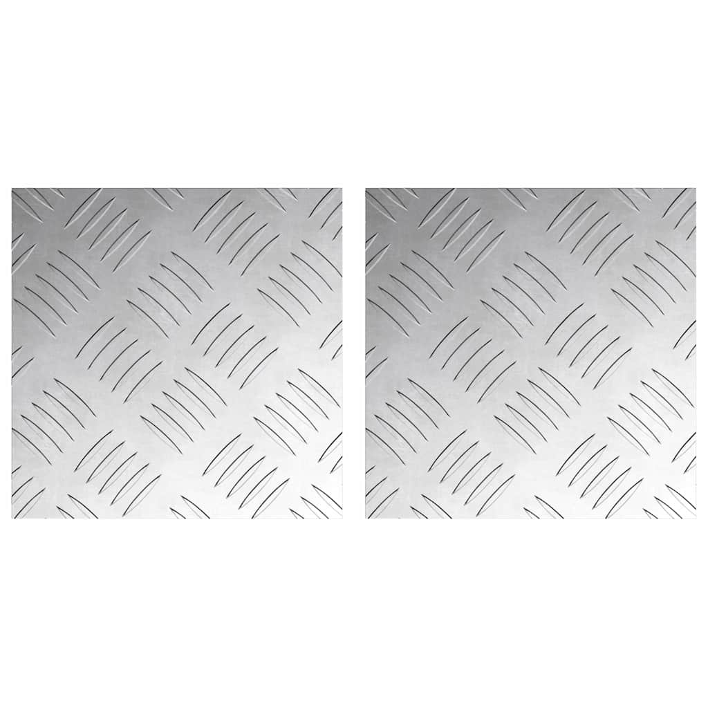 vidaXL Επιφάνειες Καρό 2 pcs Ασημί 20 x 20 cm Αλουμίνιο
